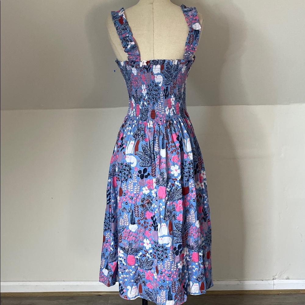Kate Spade Blue and Pink Floral Midi Dress Size Large - Picture 3 of 8